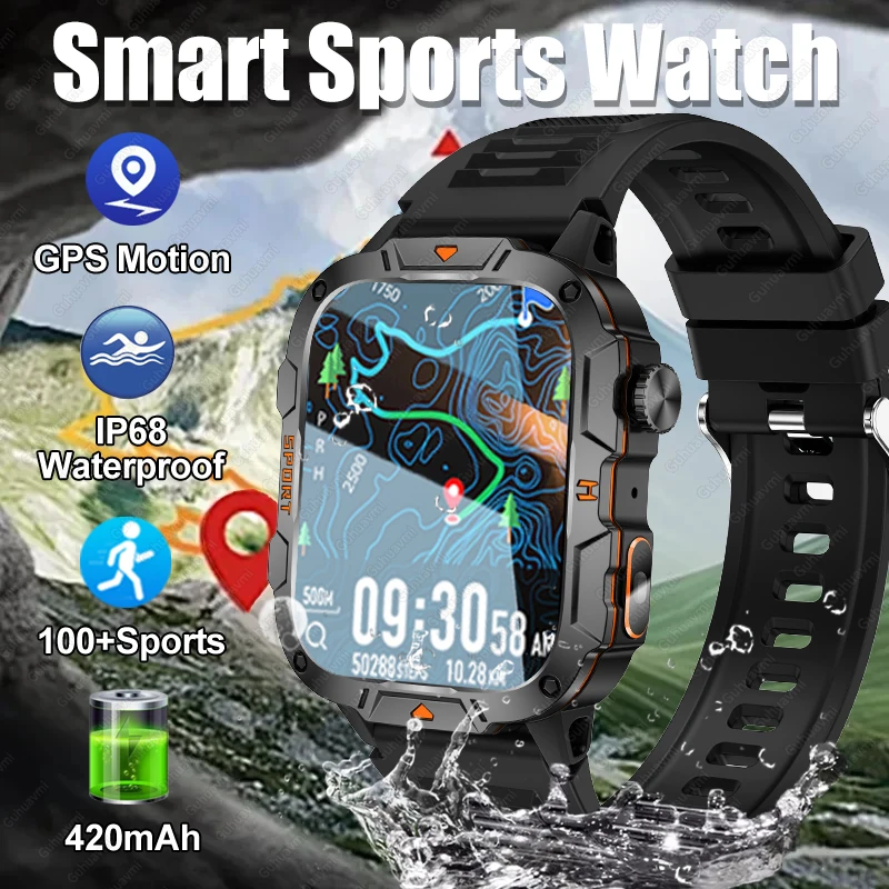 

2025 New For Huawei Xiaomi Military SmartWatches GPS Men Flashlight Waterproof Outdoor Sport Tracker IP68 Waterproof Smart Watch