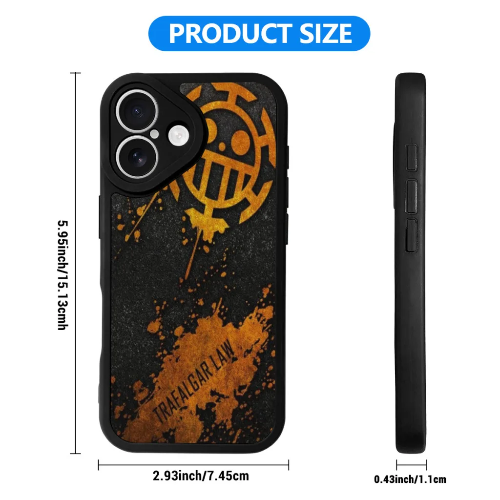 TRAFALGAR LAW PHONE CASE  O-NE P-PIECE PHONE CASE  ACE PHONE CASE For iPhone 16 Pro Max Plus Soft Silicone Skin Case