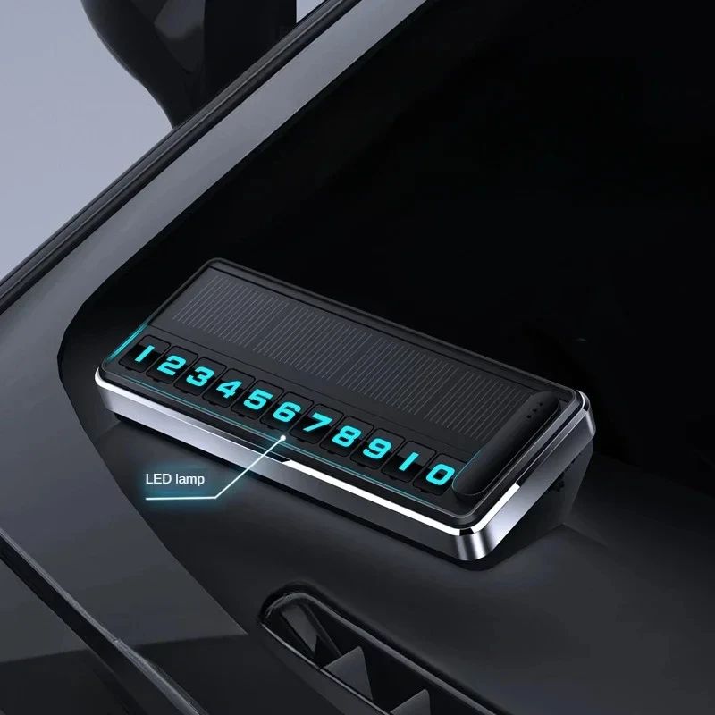 1 قطعة رقم هاتف السيارة بالطاقة الشمسية لوحة Led الإضاءة بطاقة ركن السيارة المؤقتة لوحات مخفية موقف السيارات أرقام متعددة أدوات وقوف السيارات