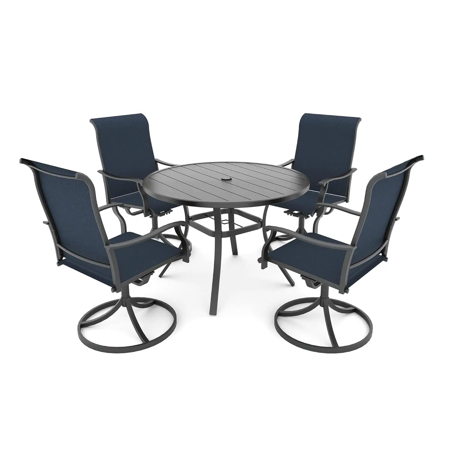 

#5 Piece Outdoor Patio Dining Set With 4 Swivel Chairs & 41" Round Table All Weather Lawn Garden, Customized