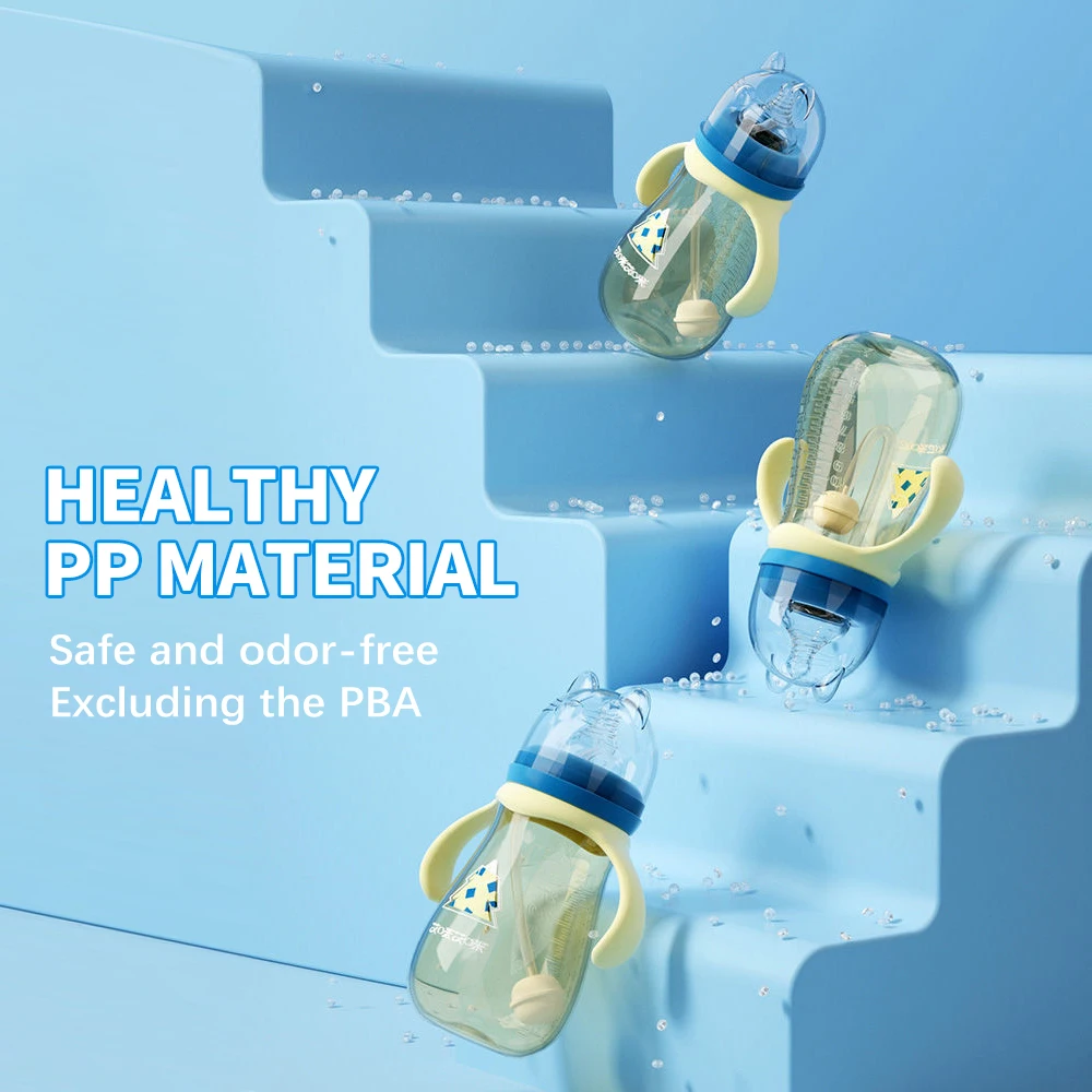 240 Baby flaschen Fütterung flasche Baby großkalibrige Milch flasche mit Stroh griff Neugeborene Baby Stroh flasche bpa frei