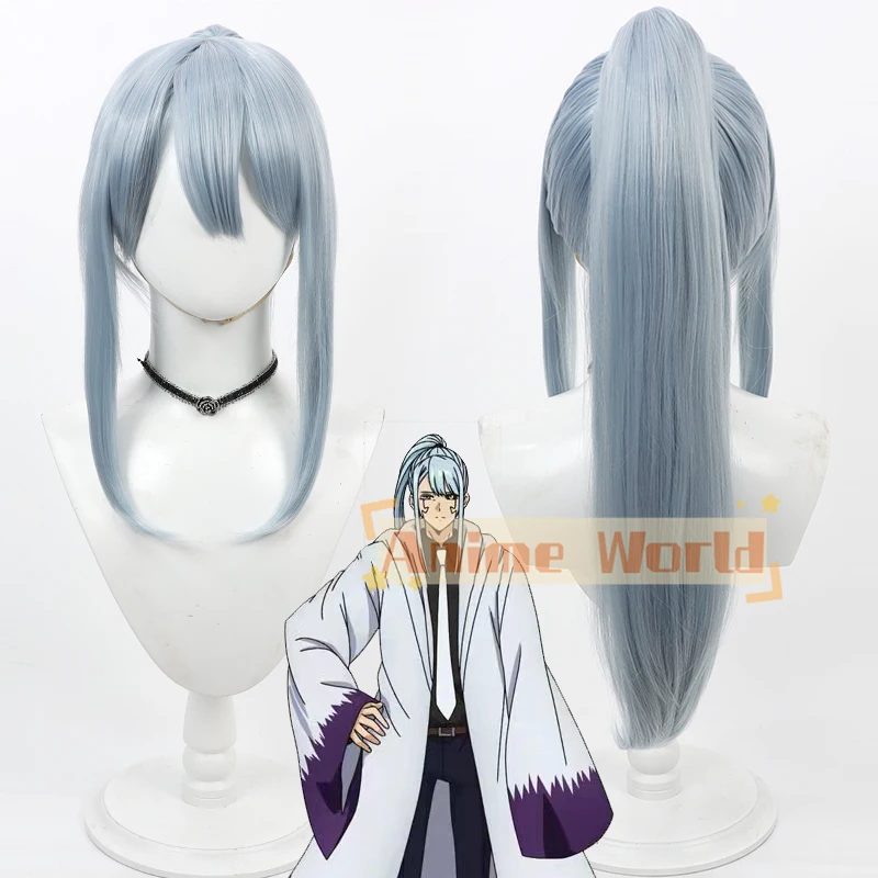 Anime Mashle: Magic and Muscles Abyss Razor Cosplay Wig 55cm Light Blue Ponytail Synthetic Hair Heat Resistant Halloween