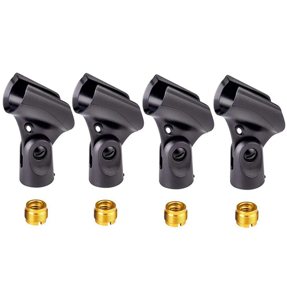 T28C 4 Pieces Universal Microphone Clip Holder with 5/8 Inch Male to 3/8 Inch Female Nut Adapters