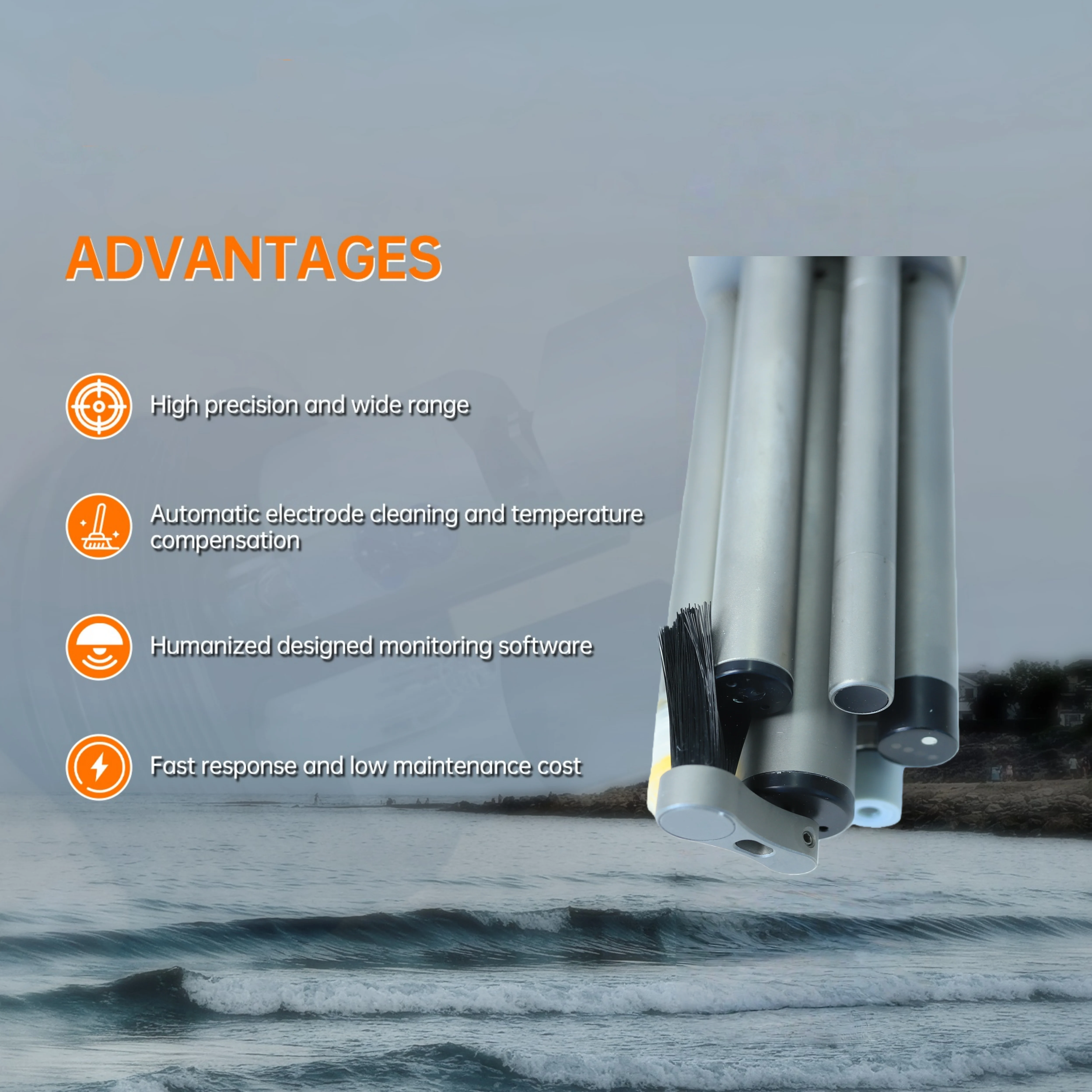 Water Quality Sensor Self Cleaning COD TOC TurbidityMulti Parameter Water Quality Probe PH EC DO Turbidity ORP  Ammonia