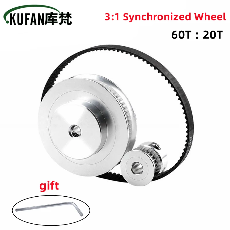 KUFAN 2GT Pulley GT2 Timing Belt Pulley 60teeth 20teeth 5mm/8mm Reduction 3:1/1:3 Belt Width 6mm for 3D Printer DIY Accessories