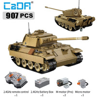 CaDa Military City Remote Control WW2 Panther Tank Building Blocks RC Armored Car Army Vehicle Weapon Bricks Toys Kids Gifts