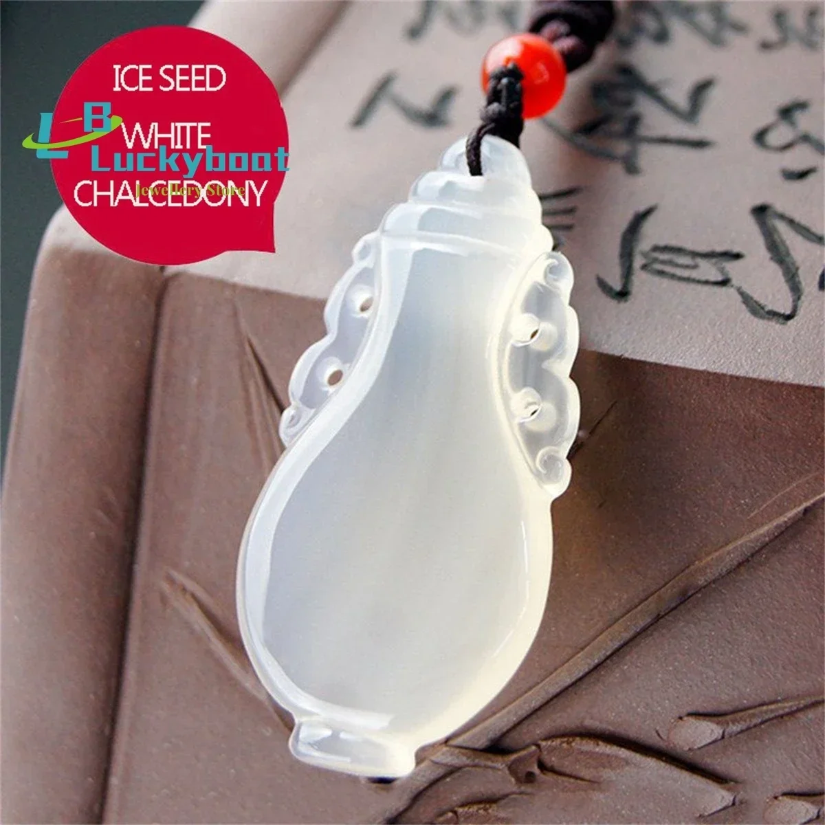 Wholesale Natural IceBrazilian Ice White Jade Marrow Vase Pendant High Ice White Agate Hollow Safe and Noble Vase Sweater Chain