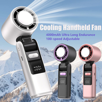 4000mAh Outdoor Foldable Cooling Handheld Fan Portable Mini Air Blower Rechargeable 100-levels Free Control High Speed Turbo Fan