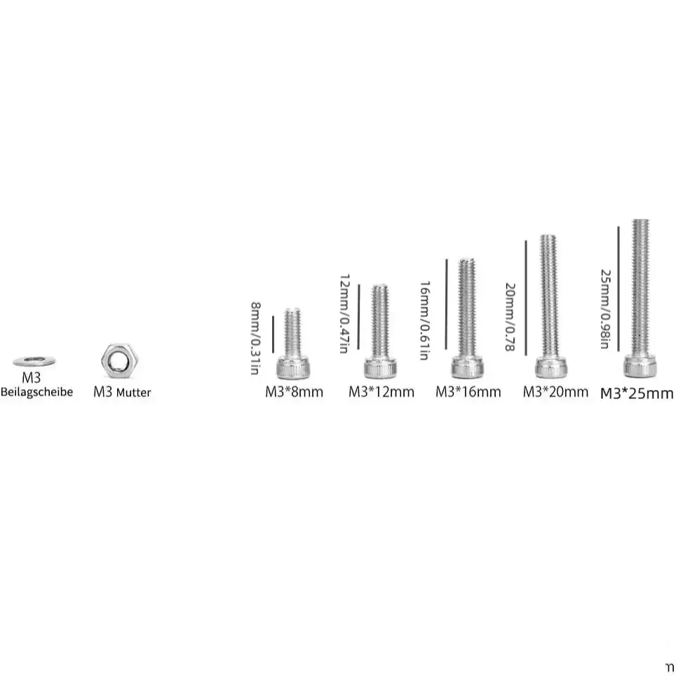 150 unids/caja M3 X 8mm, 12mm, 16mm, 20mm, 25mm tornillos hexagonales, pernos, tuercas, acero inoxidable 304 - AliExpress 13