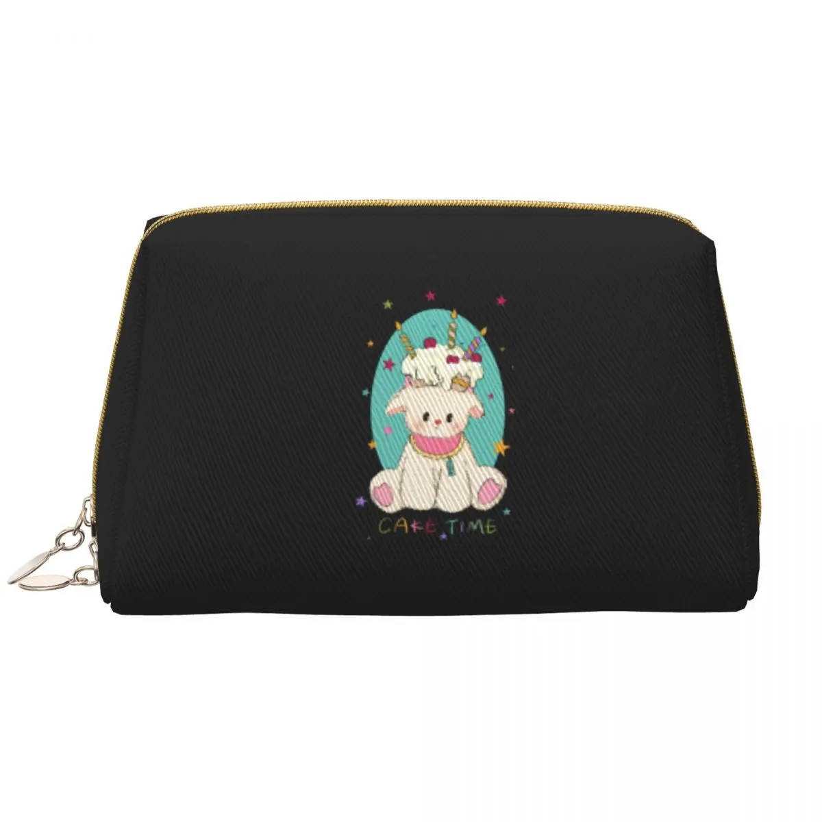 

Cartoon pattern portable leather makeup bag with large capacity for outdoor travel storage