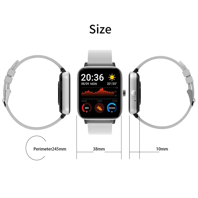 GT20 Smart Watch Men Women 2021 Bluetooth Call Sport Heart Rate Monitor 1.69 Inch Screen Smartwatch Customize Wallpaper Watches