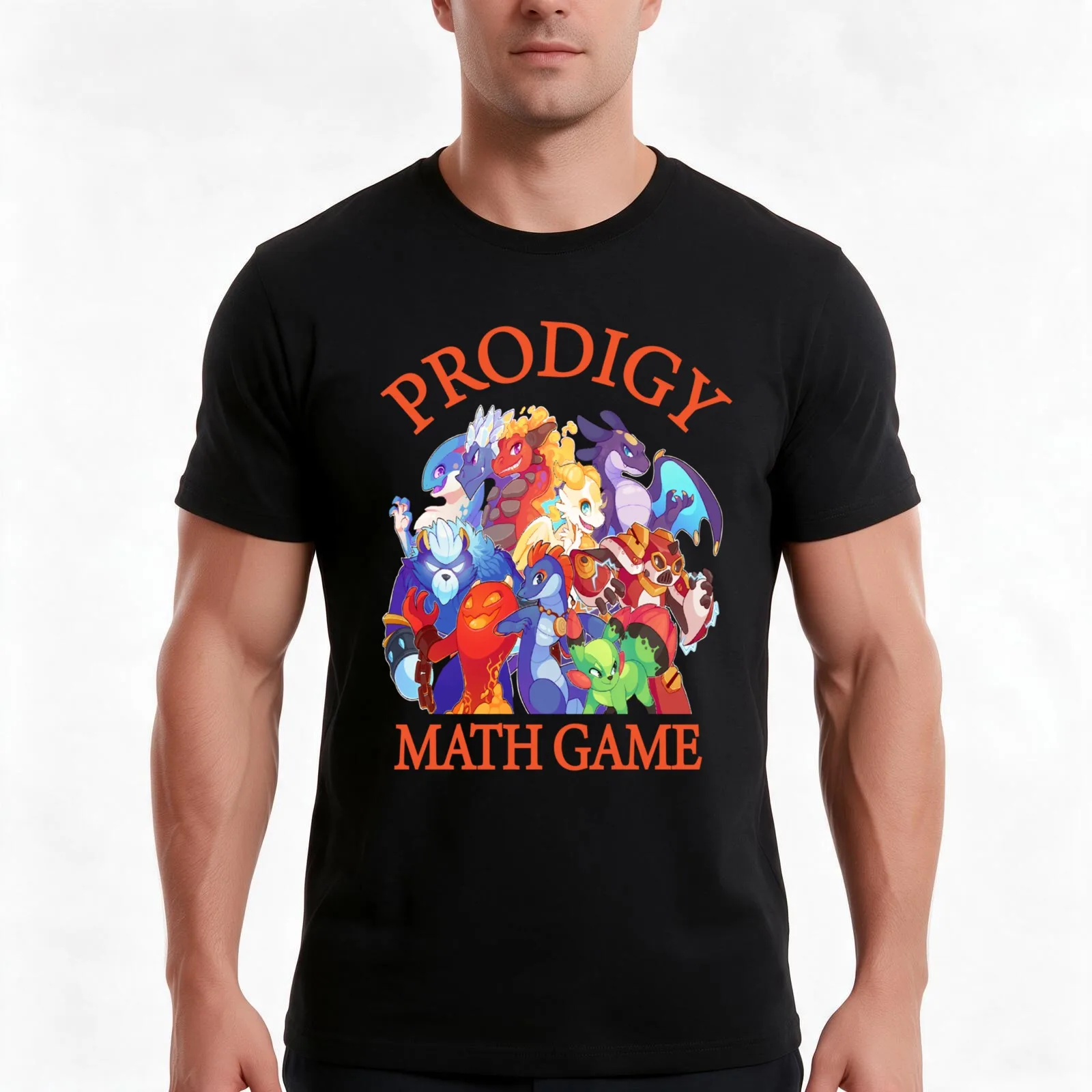 Prodigy Math Game T-Shirt, Summer Casual Cotton Tee, Oversized Streetwear Tops, Vintage Graphic Print, Loose Fit Short Sleeve