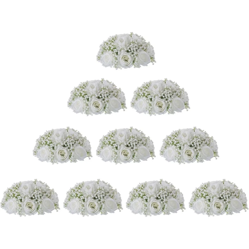 

Wedding Centerpiece 10 White Roses Baby Breathing Artificial Flower Centerpiece Dining Table Decoration Home Decoration