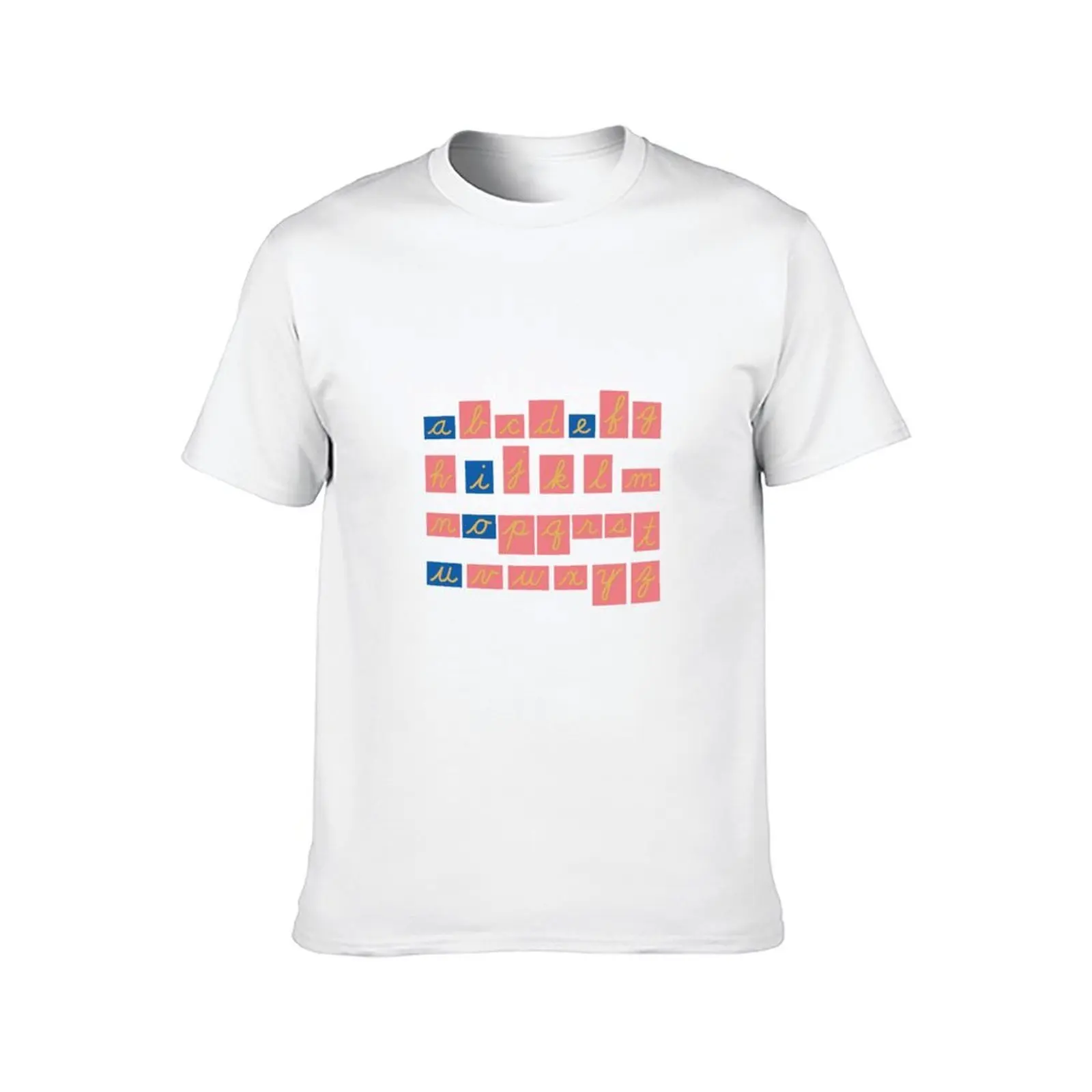 Montessori Sandpaper Letters Cursive Alphabet Tiles T-Shirt man t shirt cotton T-Shirt