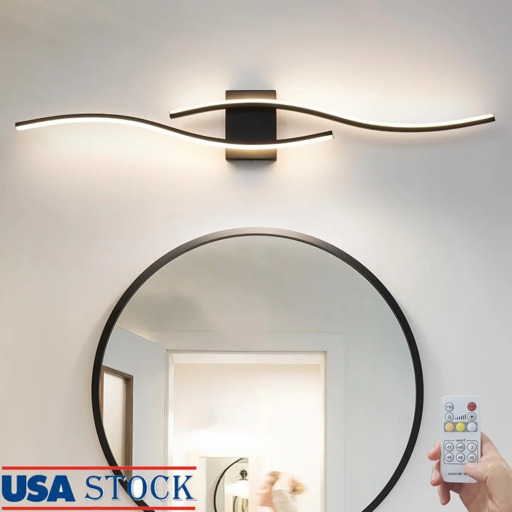 

LED Vanity Light Fixture Over Mirror Modern Design Hardwired Remote Control Energy Efficient Aluminum 40.5inch Bathroom Lighting