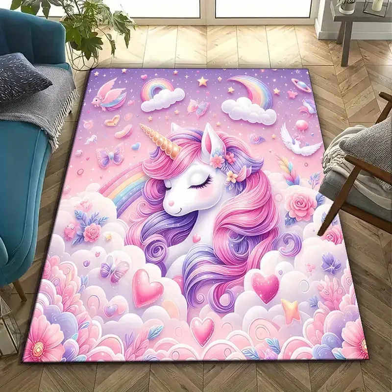 Kids Outdoor Ideas - Rainbow Unicorn Carpet for Girls Room