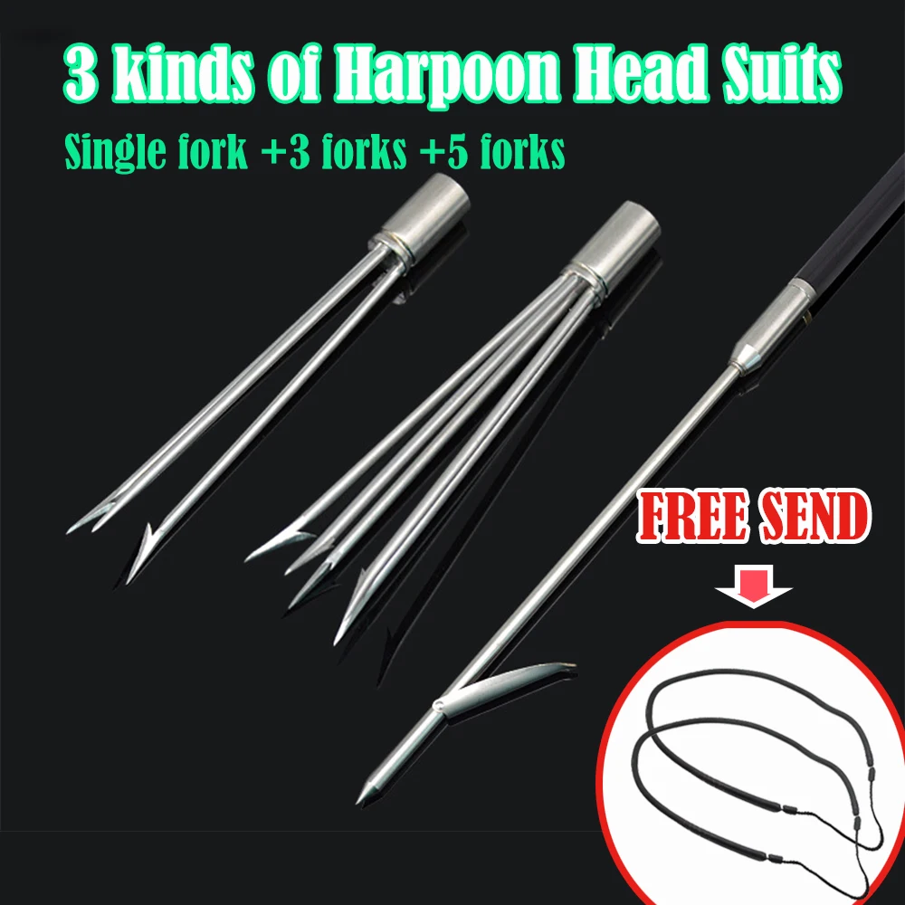 3 Kinds Harpoon Head Suit Fish Spear Tip Diving Spearfishing Gun Head Barbed Spear Tip Spear Gun Replacement Head Free Gift Rope