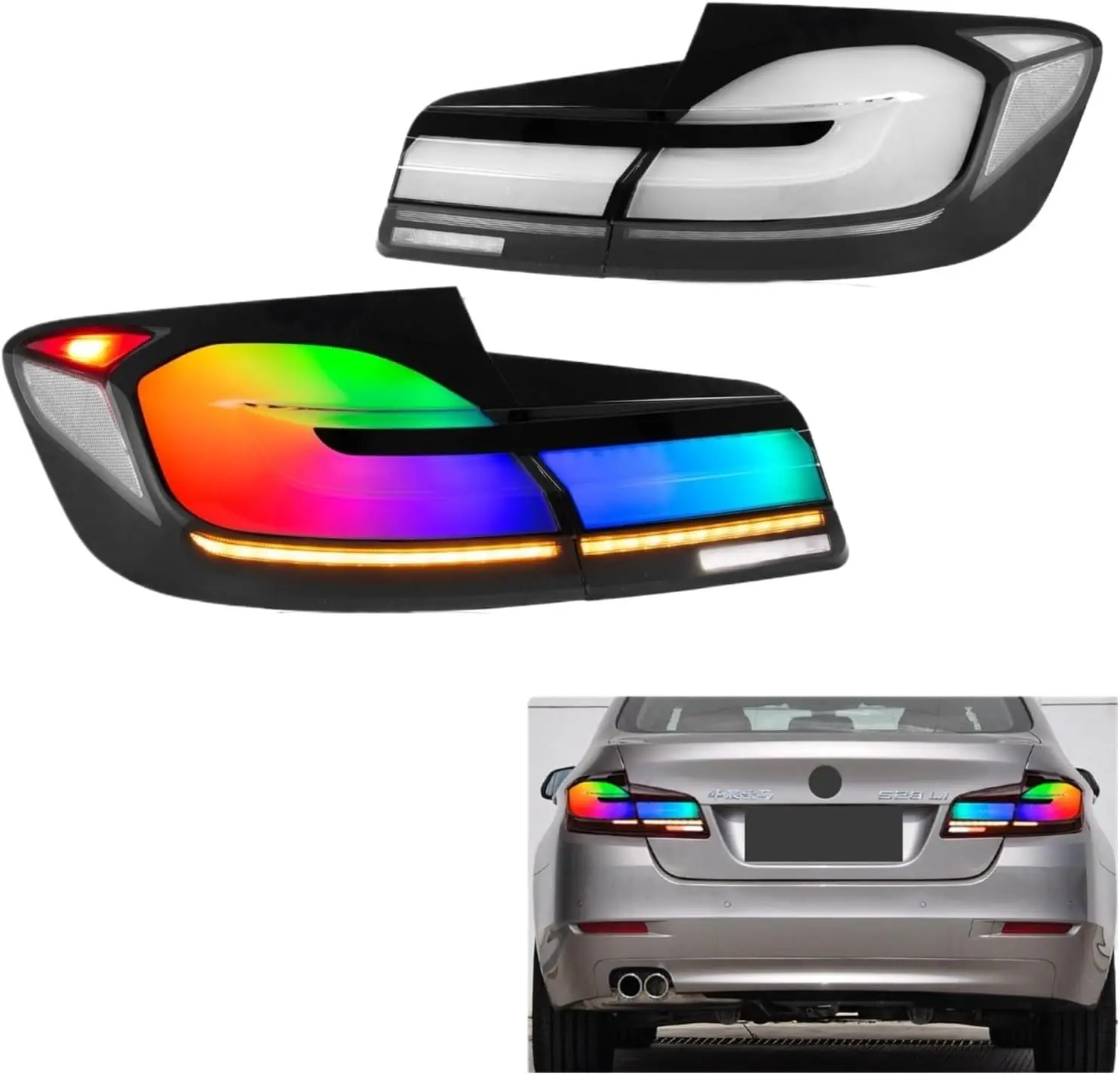 

LED RGB Tail Lights for BMW 5 Series F10 F18 520i 525i 528i M5 2010-2016 Start-up Animation Sequential Signal Rear Lamps