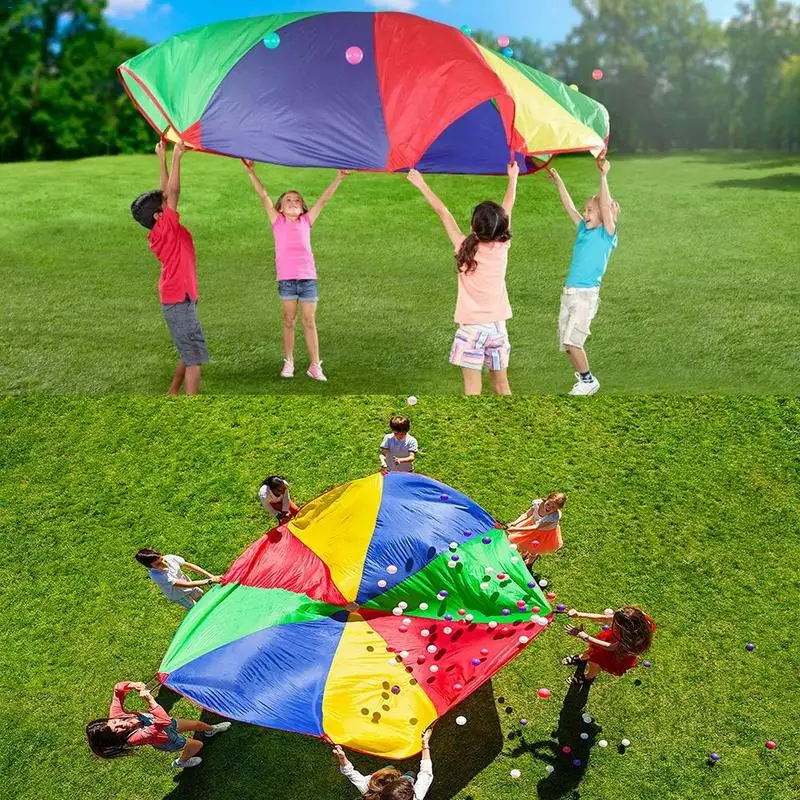 2M Kind Sport Ontwikkeling Vroege Educatie Buitenspel Regenboog Paraplu Parachute Speelgoed Jump-Sack Ballute Spelen Parachute