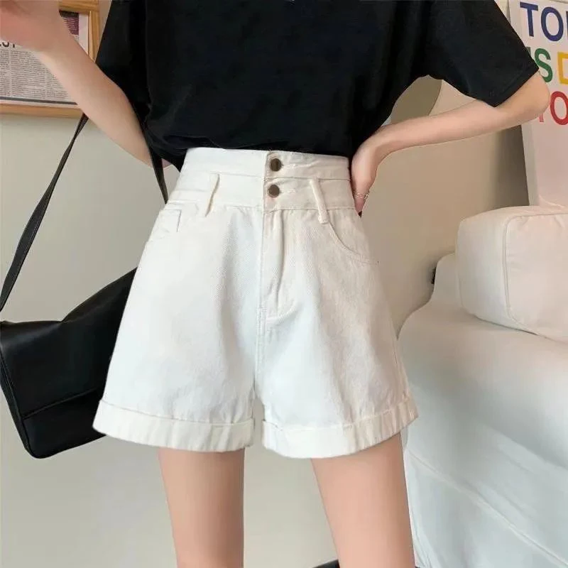 

Hot Sale Classic Summer Lady High Waist Jeans Female Thin Solid Denim Shorts Women Korean Leisure Fashion Short Pants