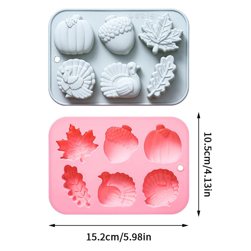 ómHM4 ParqueFall Thanksgiving siliconen mal, 3D pompoen siliconen mal Halloween pompoen esdoornblad eikel kalkoen vorm chocolade mal
