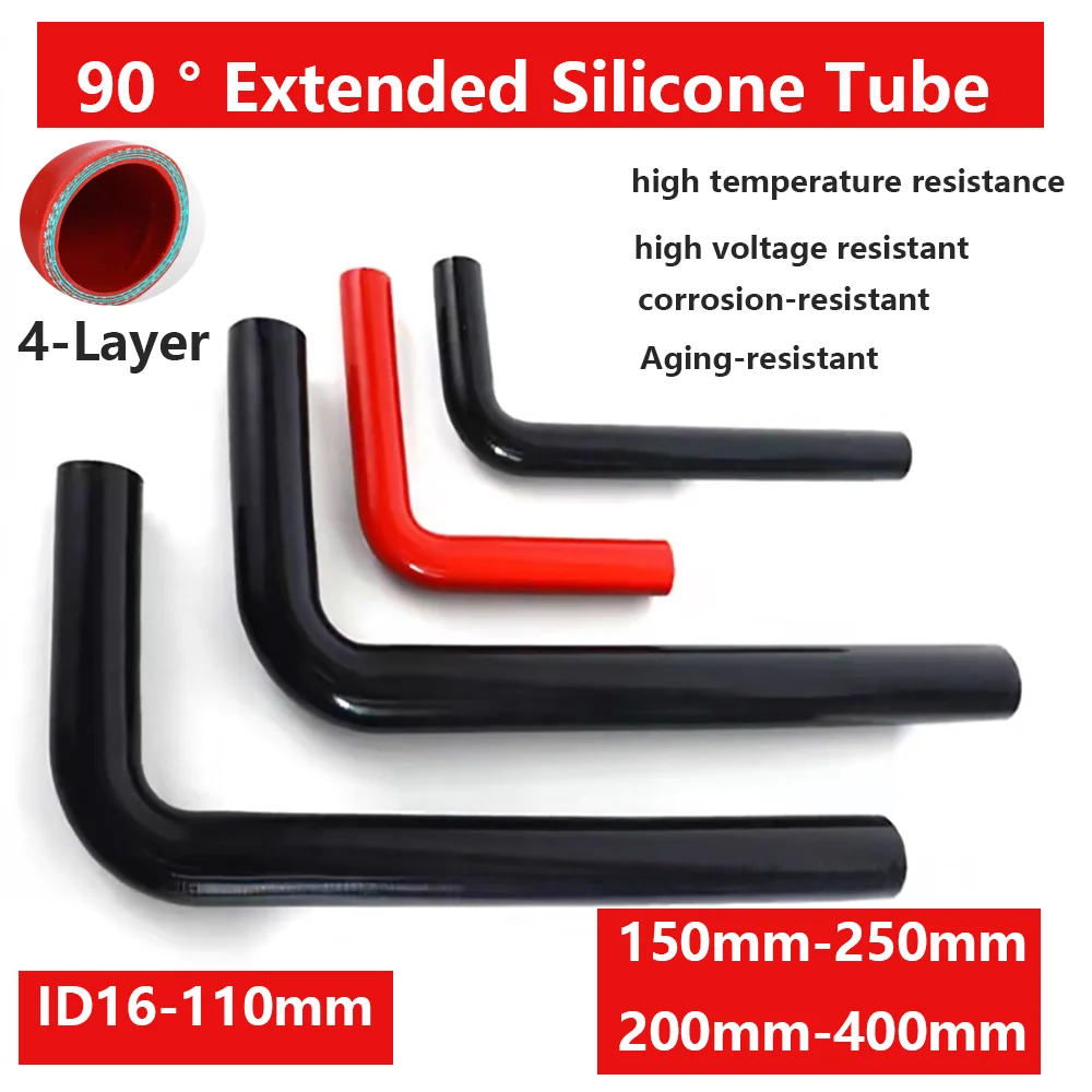 

ID16-110mm 90 ° Extended Turbocharger Connecting Hose Heat-Resistant Silicone Connecting Hose Intercooler Connecting Hose