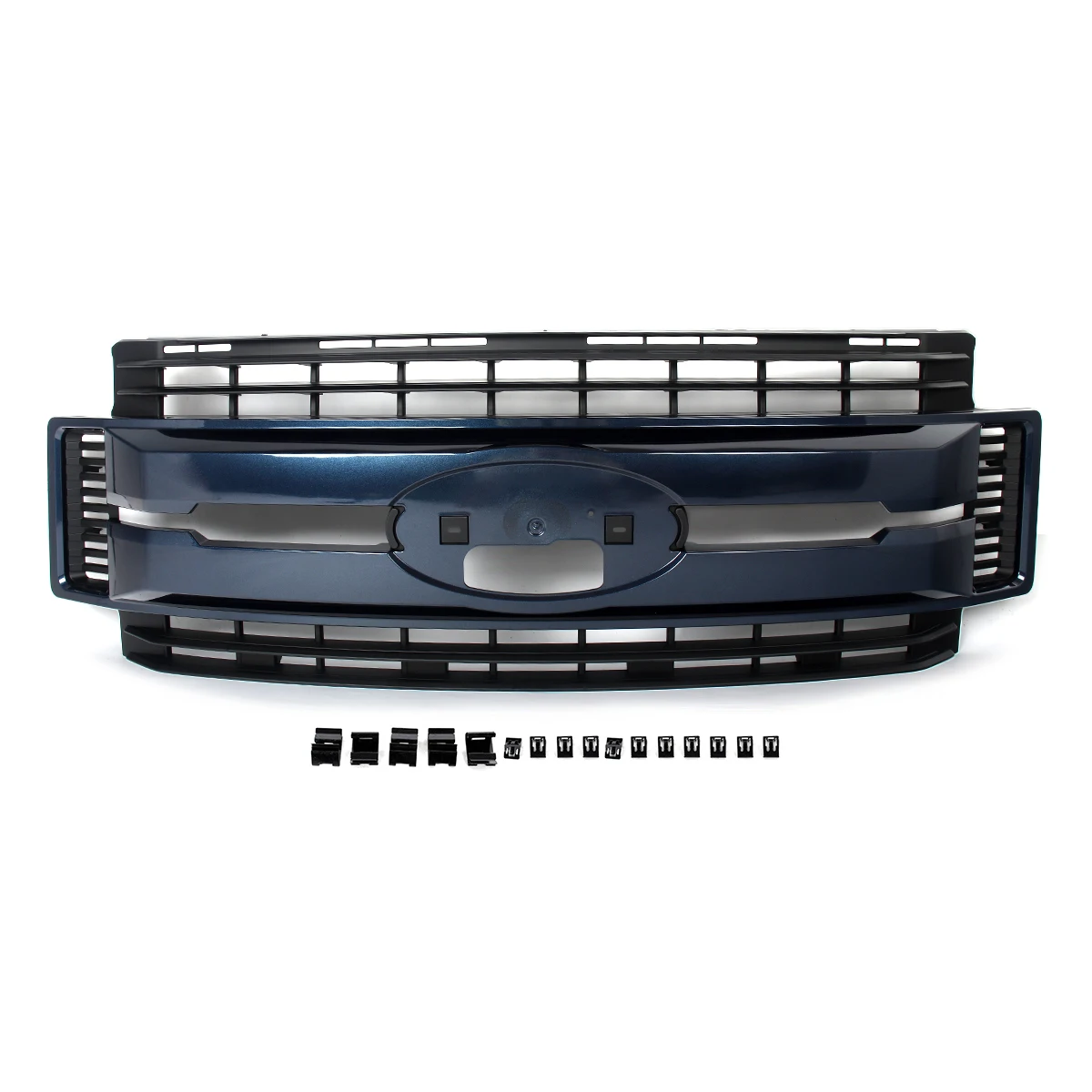 Front Upper Racing Grilles For 2017-2019 Ford F Series F-250 F-350 F450 Super Duty Bumper Grill Blue Jeans Metallic SAIQINGSP