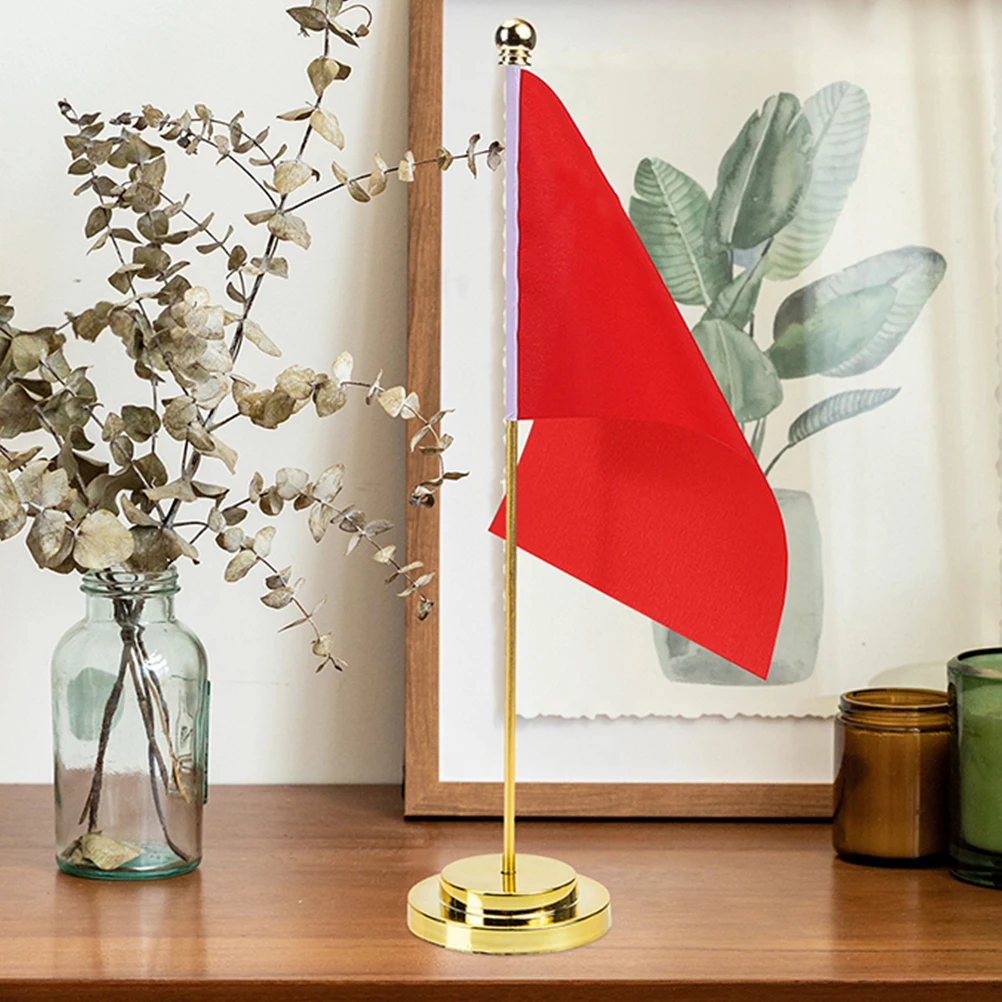 

4 Pcs Metal Flagpole Seat Base Desktop Bracket Banner Stand Mount for Golden Office Flags Holder Work