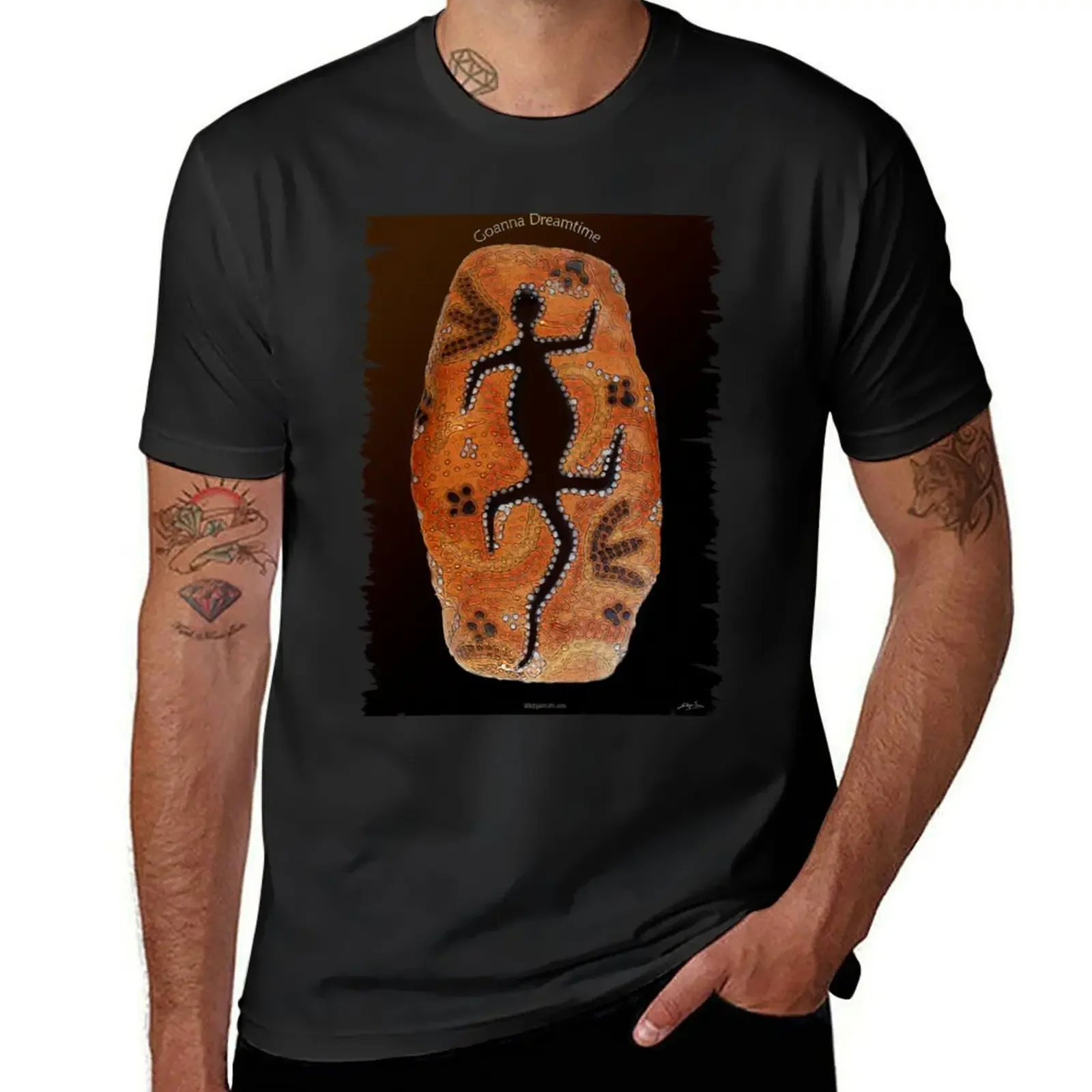 

Goanna Dreamtime' Australian-themed Art T-Shirt funny shirt cotton sweat hippie clothes mens t shirts