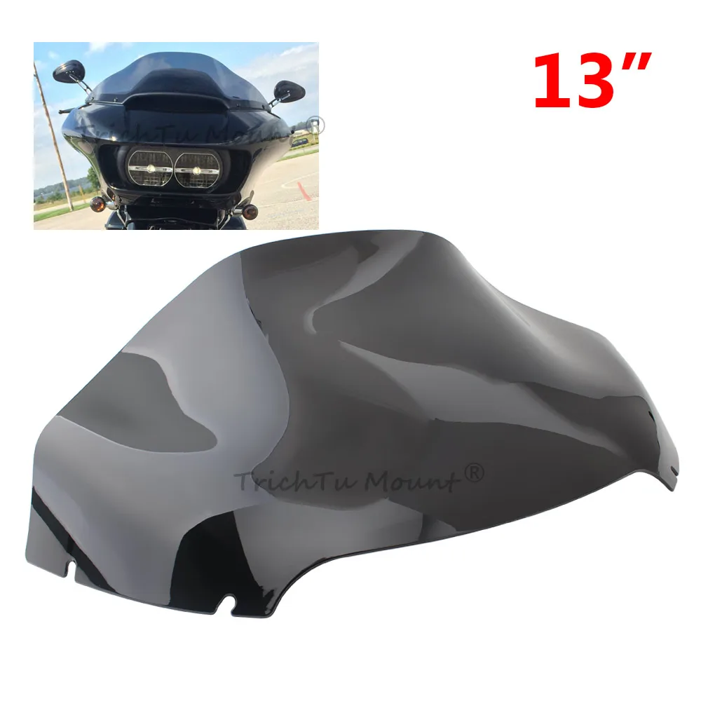 Motorcycle Wave 13inch Black Windshield Windscreen Fairing Wind Deflector kit Fit For Harley Road Glide Special FLTRXS 2015-2022