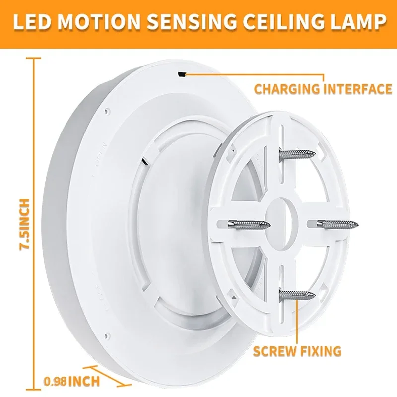 PIR Motion Sensor LED Ceiling Lights Hanging Wireless Night Light Rechargeable Remote Control for Garage Stairs Closet Hallway