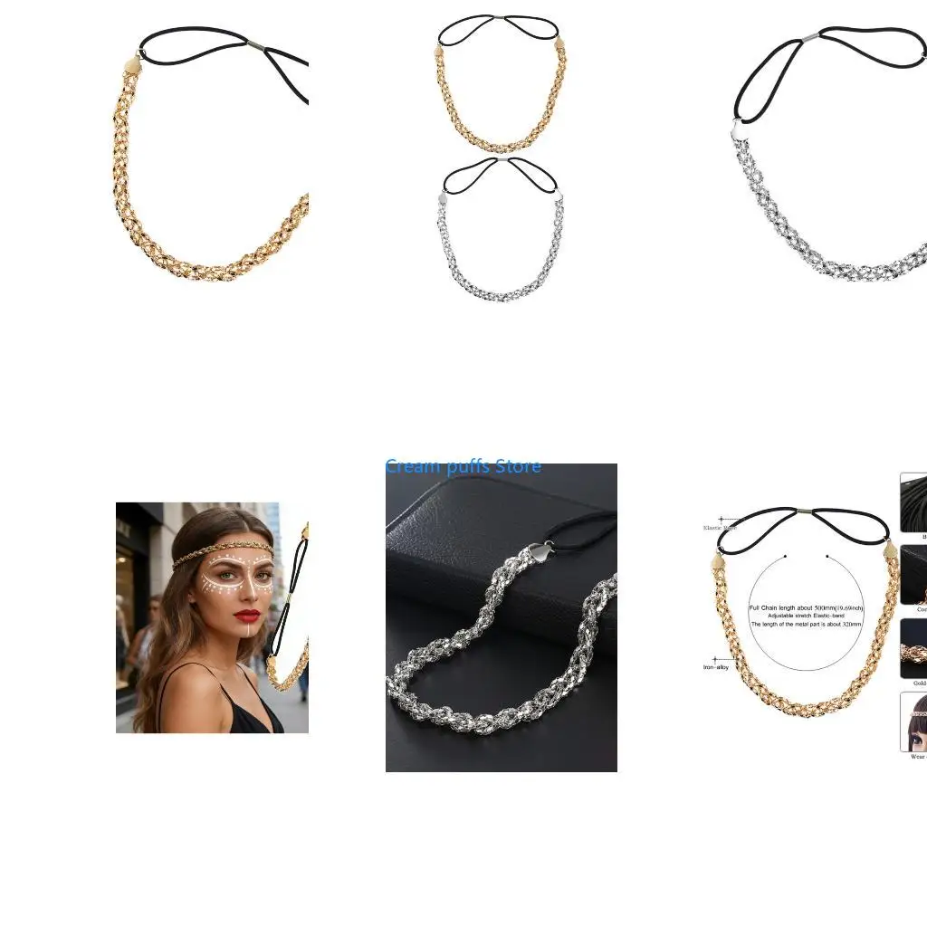 50LE Fashionable Hollow Metal Braided Headwear For Trendy Youth And Daily Activity