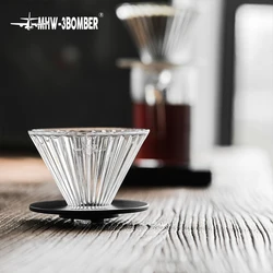 MHW-3BOMBER Glass Coffee Dripper Reusable Cone Pour Over Coffee Dripper with Filter Paper Professional Home Baristas Accessories