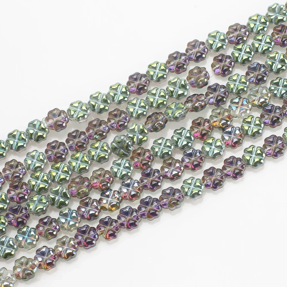 50Pcs/Lot Crystal Cross Pendant 8mm Glass Flower Petal Beads Color For Jewelry Making DIY Garment Accessories Wholesale