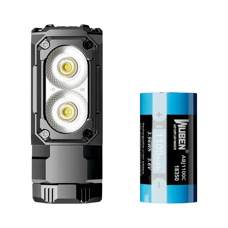 Wuben E7 1800Lumens Ultracompacto e Leve Farol e Lanterna Recarregável Troch Light (Preto Branco Frio: 5000K)