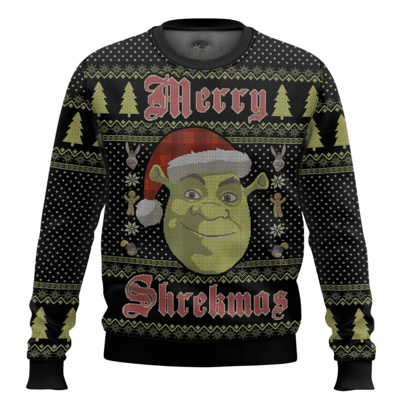 Shrek يحدث كارتون أنيمي عيد الميلاد كرنفال هدايا عيد الميلاد القبيحة للرجال والنساء زوجين قمصان سويت شيرت بقلنسوة