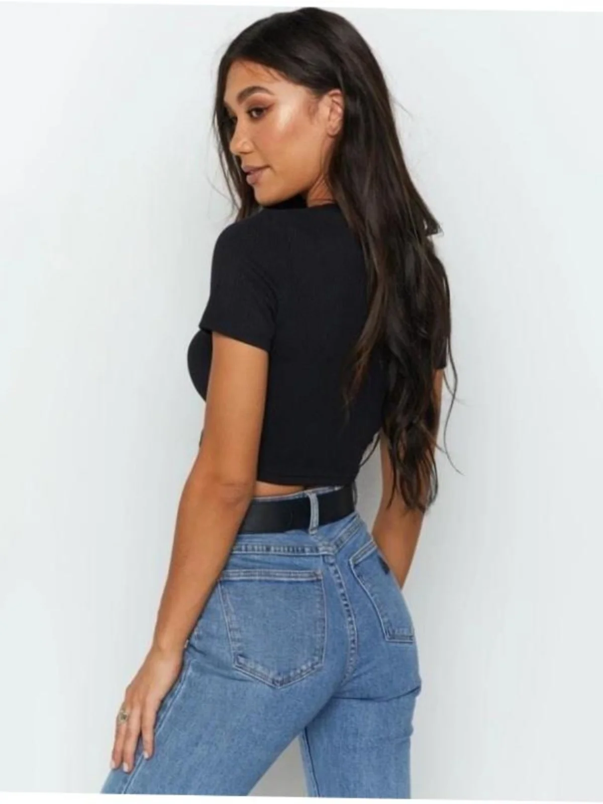 Weißes Crop-Top-T-Shirt für Damen, atmungsaktiv, bequem, Stand-Fit, Ciwalk Summer ort Sve, rund, Ne 3D-Effekt