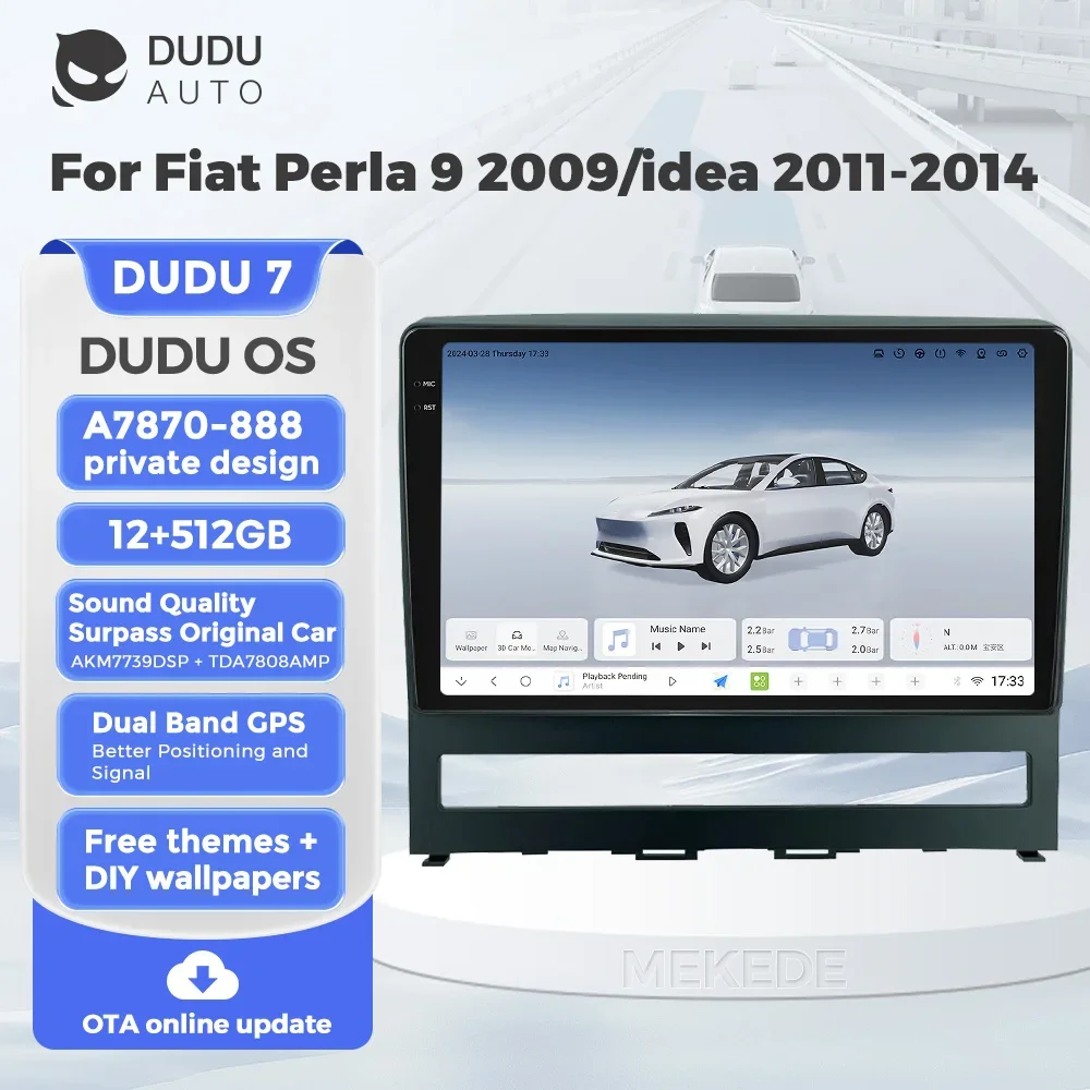 DUDU7 Pure Android 13 12+512GB Car Intelligent Navigation For Fiat Perla9 2009 Idea 2011-2014 2Din GPS 4G LTE WIFI All In One