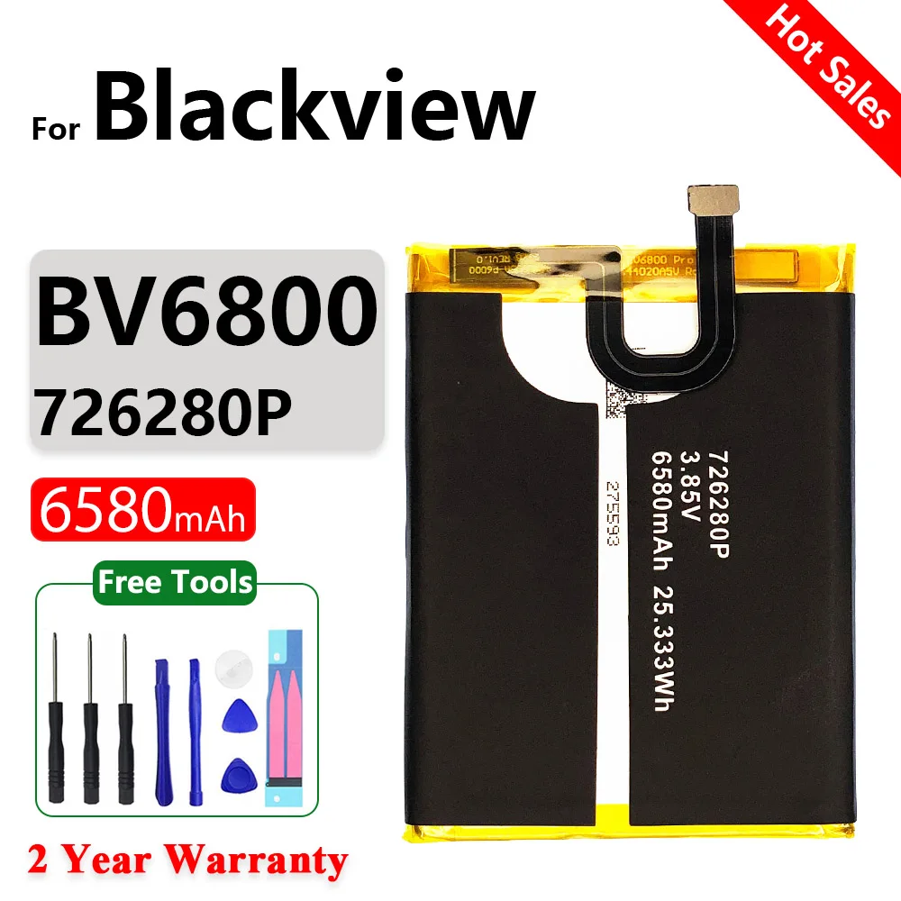 

Original 6580mAh MT6750T Phone Battery For Blackview BV6800 Pro High quality Replacement Batteries With Tools+Tracking Number