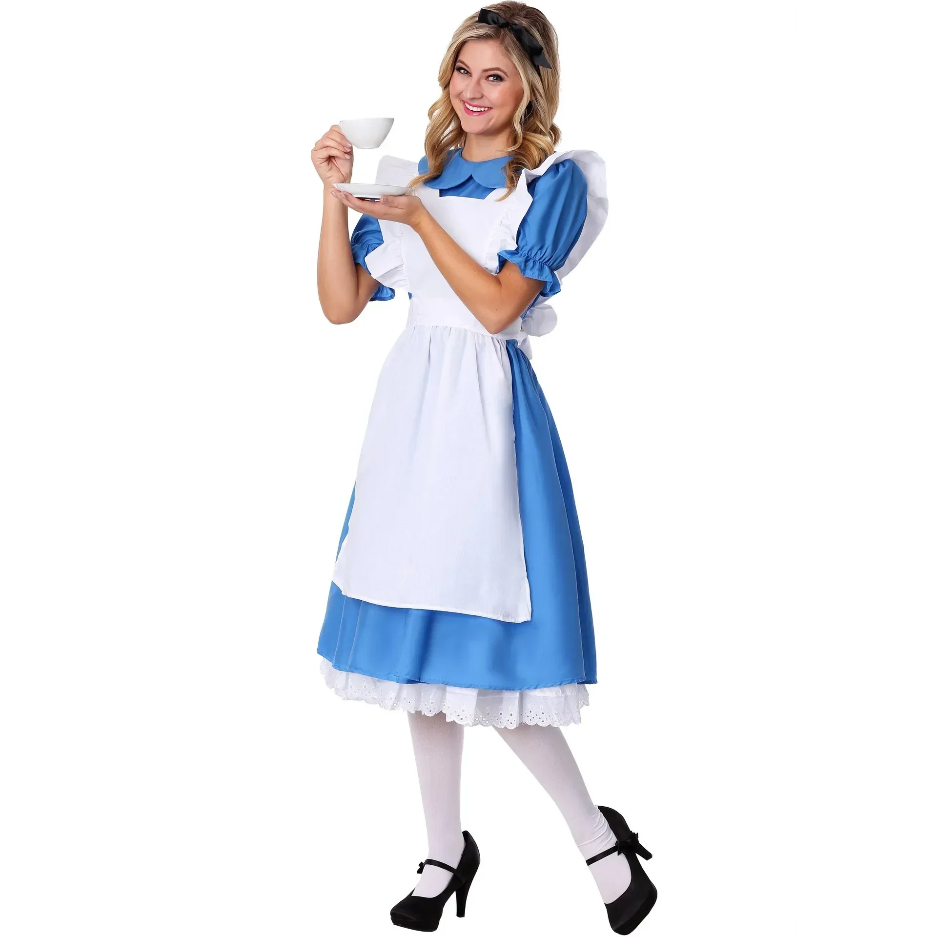 Halloween Costumes for Women Lolita Dress Maid Apron Fantasia Carnival Masquerade Party Alice In Wonderland Cosplay Costume