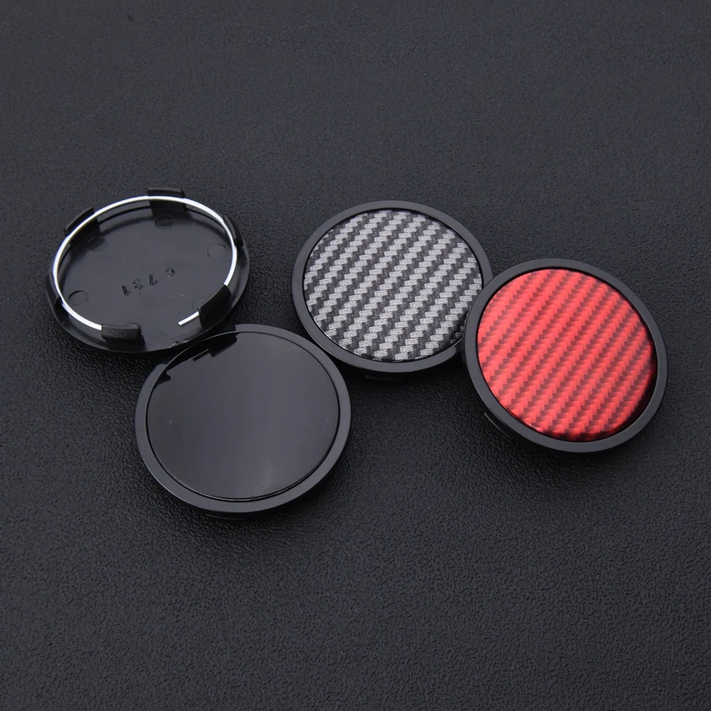 4PCS JDM Sport Wheel Cap 65mm OD & 60mm Clip Blank Emblem Rim Caps Wheel Center Caps Car Cover Hub Cap Black & Silver & Red