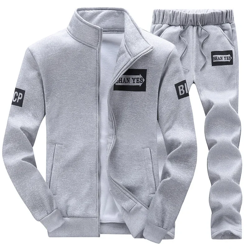 

Tracksuit Men Outerwear Fashion 2 Pieces Set Autumn Sporting Track Suit Male Fitness Stand Collar Sweatshirts Jacket + Pants