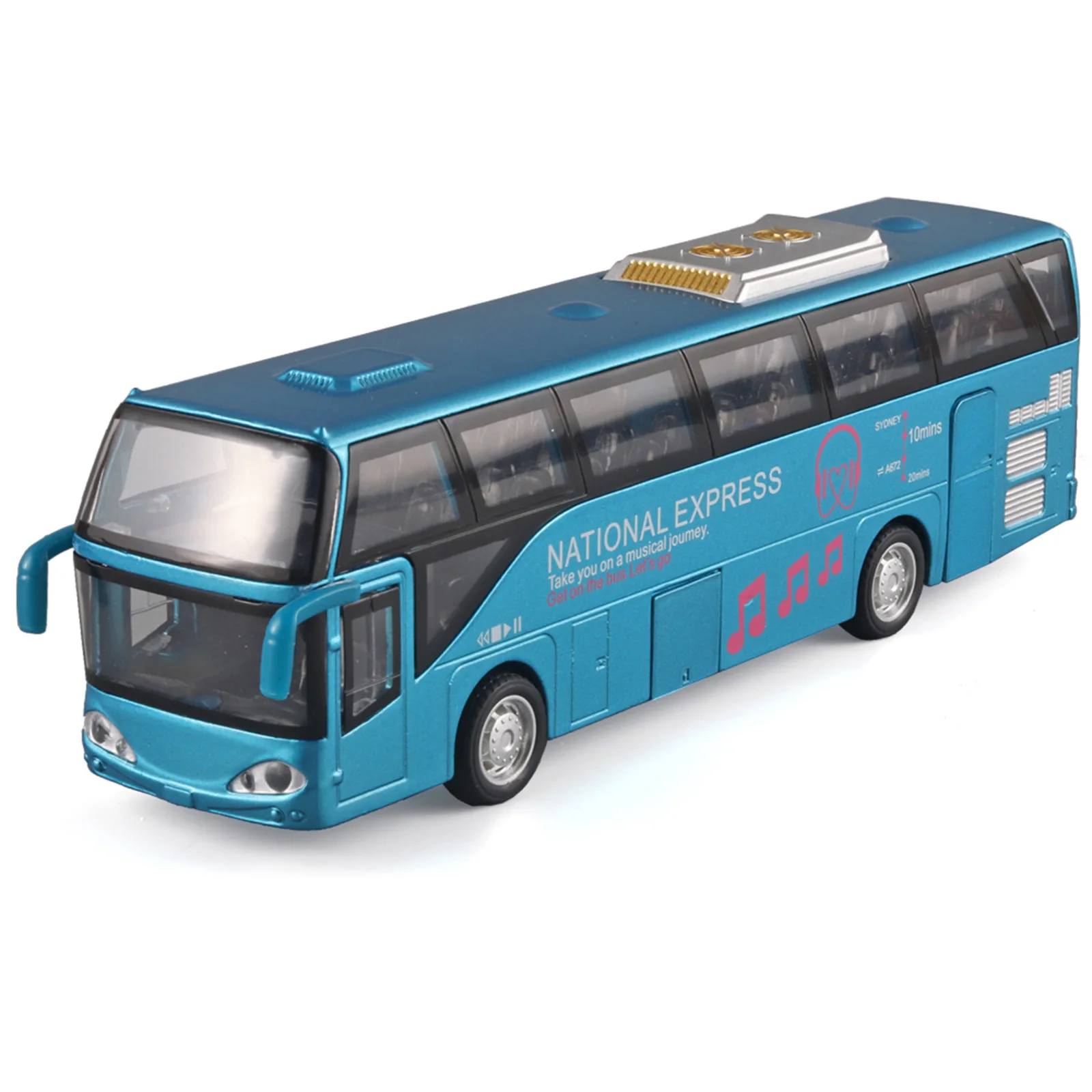 

1:32 Scale Passenger Bus Model Toy Car 5 Doors Opened Alloy Diecast Sound Light Simulation Creative Toys Models Present for Boys