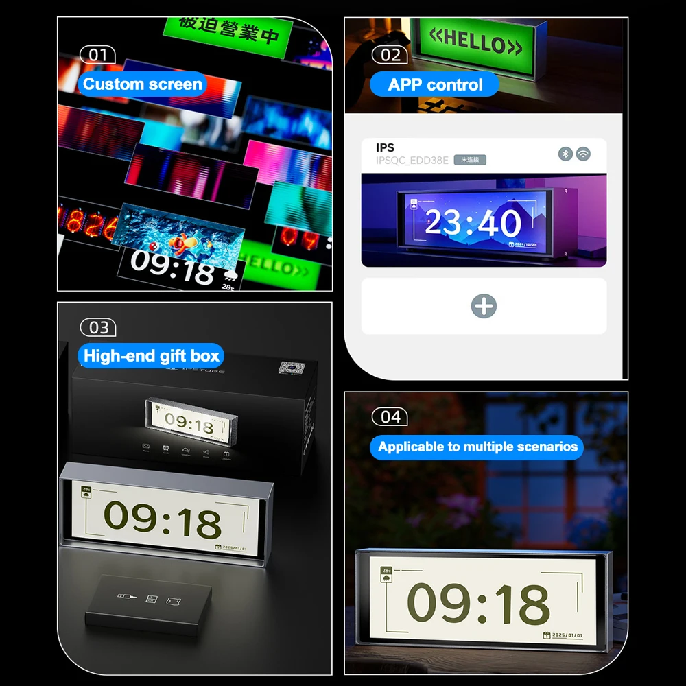 Quantum Nixie Digital Clock Night Light With Customizable Photo Frame App Control Alarm Clock For Table Lighting Decor