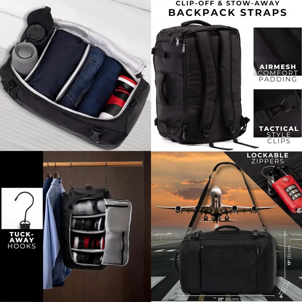 

Travel Shoe and Clothing Dual Bag/Backpack for Gym and Style in Black