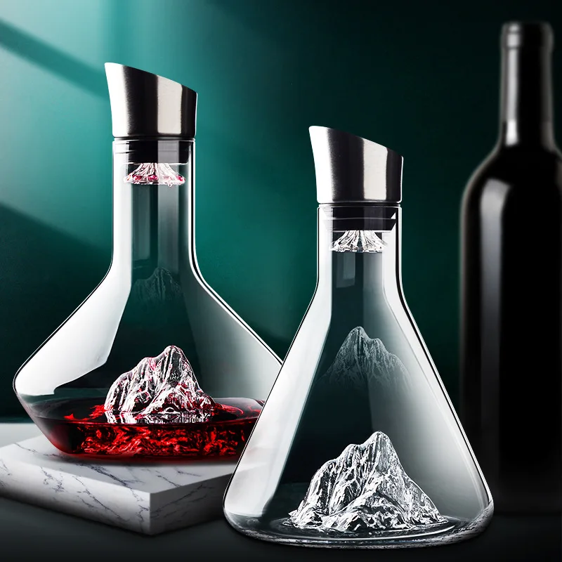 

Wine Decanter Glass Iceberg Whiskey Decanter Glass Carafe Crystal Wine Breather Carafe with Lid Bar Accessory