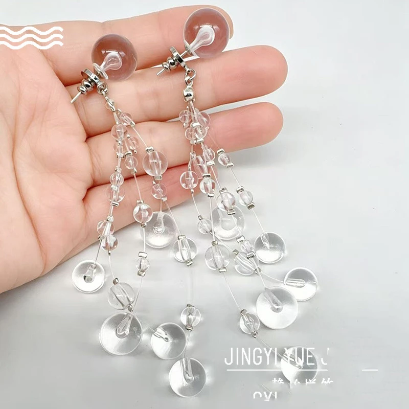 Medieval Vintage Retro Disc Ball Earrings Niche Design Long Tassel Earrings French Style Earrings