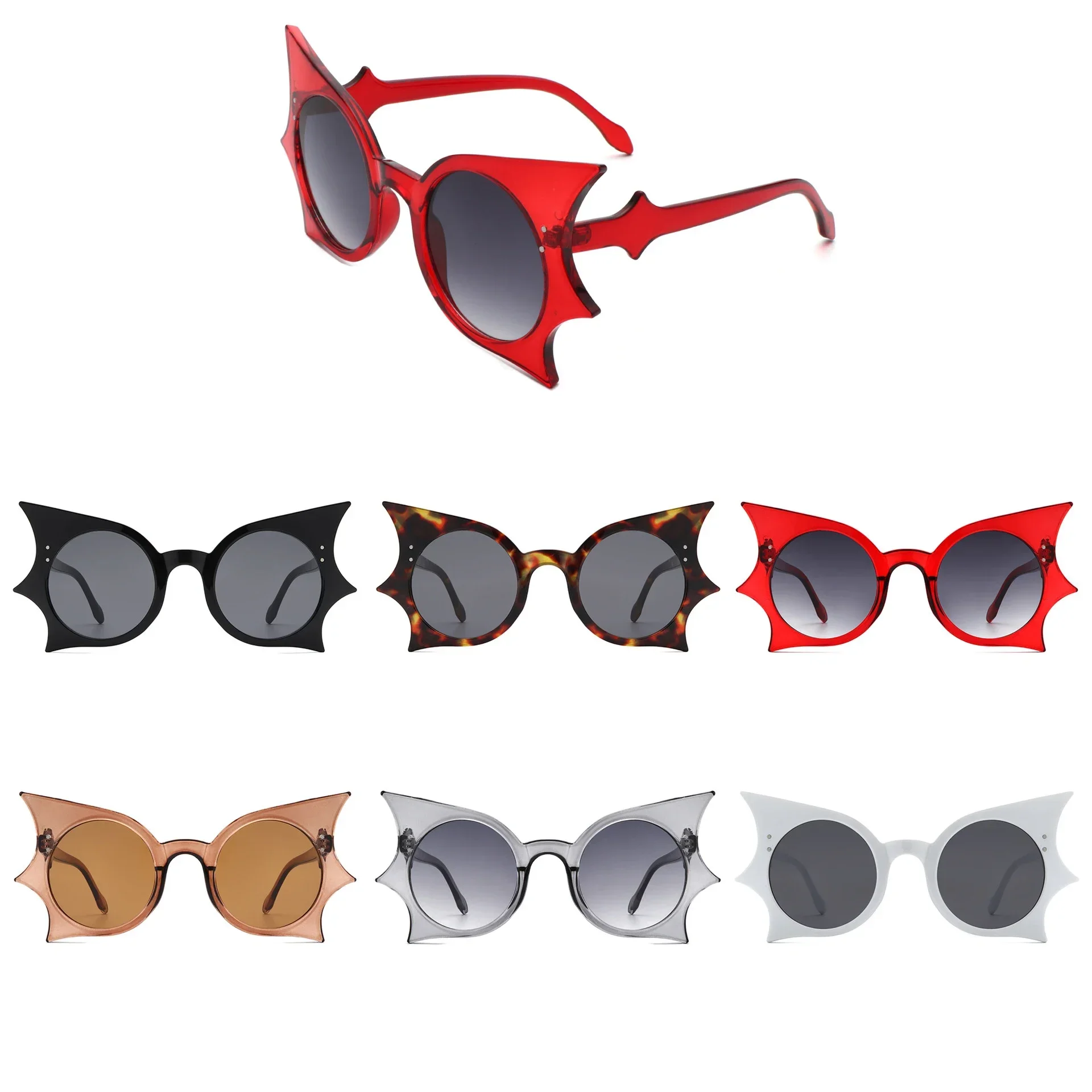 Women Men Bat Eyewear Festival Hip Hop Funny Eyeglasses Vintage Halloween Sunglasses Outdoor Sun Glasses UV400 Party Decoration