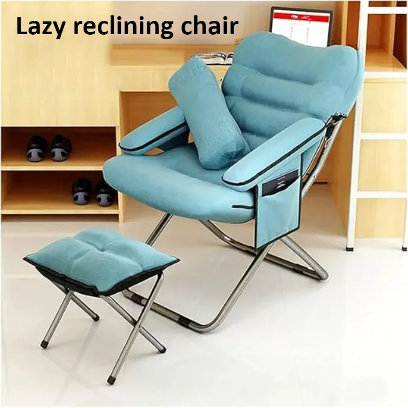 Armchair Lounge Chair with Pillow Adjustable Backrest Footstool/Side Pockets Reading Lazy Chairs for College Student Dormitory