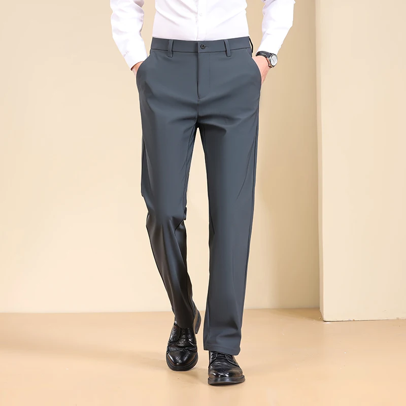 

Мужские легкие классические брюки для лета, деловые офисные брюки, прямые эластичные повседневные удобные мужские брюки